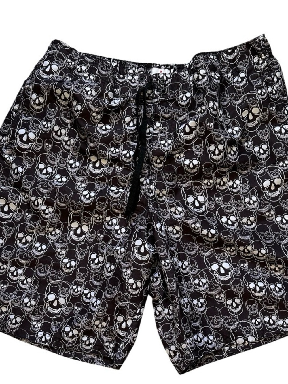 Islander Black Swim Shorts with White Skull Print